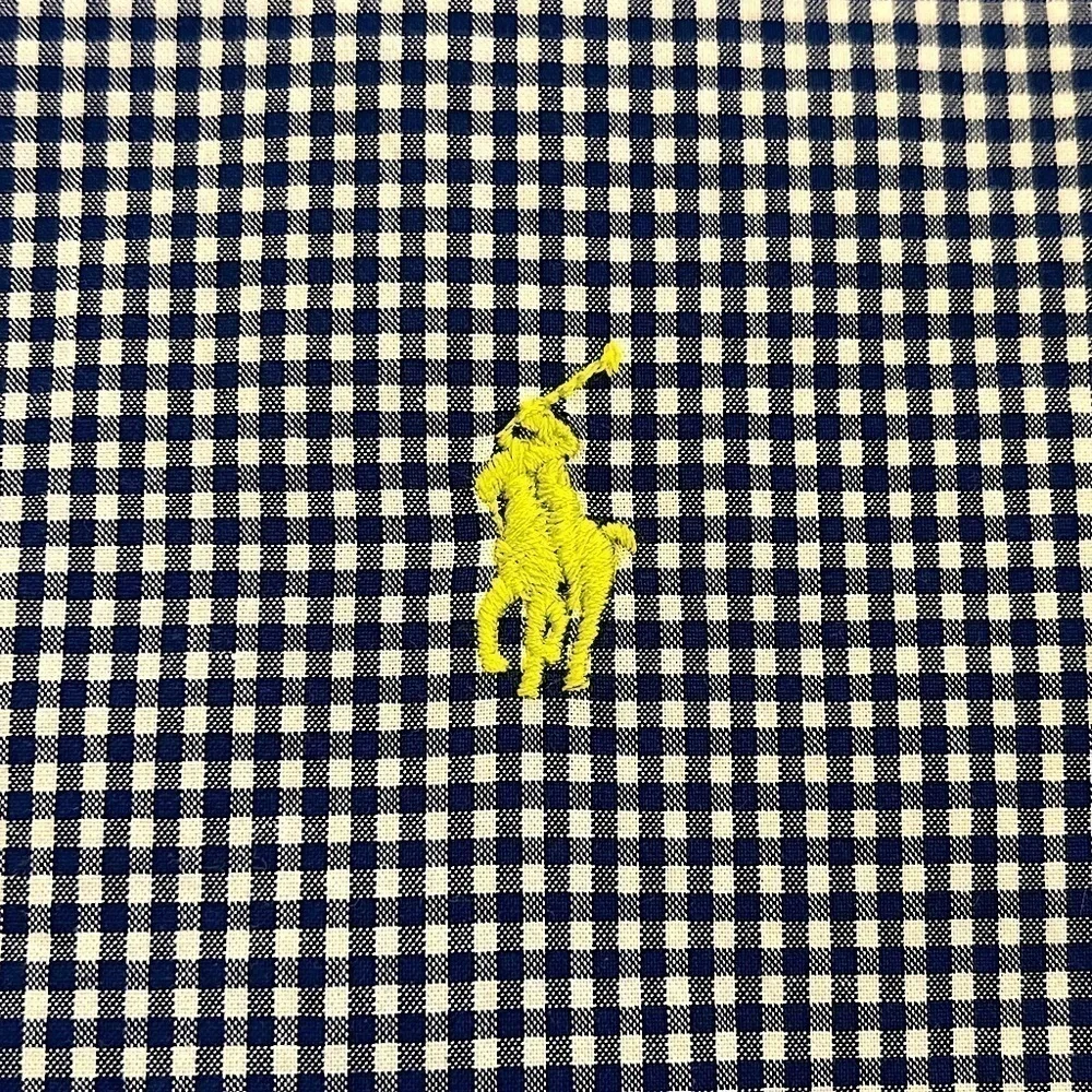 Ralph Lauren Navy White Check Button Down Shirt Size 14 16